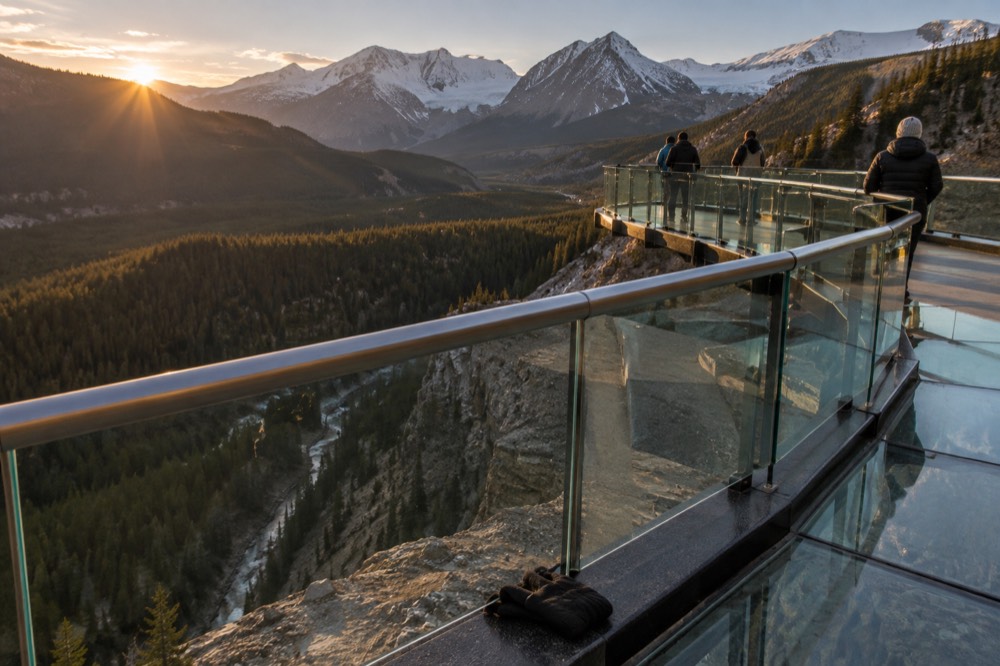 Low evening light across the Sunwapta Valley from the Skywalk